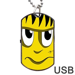 Halloween Frankenstein - Yellow Dog Tag Usb Flash (two Sides)  by Valentinaart