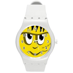 Halloween Frankenstein - Yellow Round Plastic Sport Watch (m) by Valentinaart