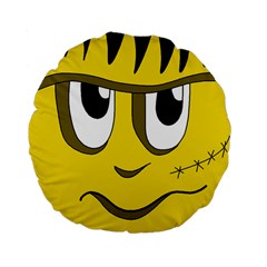 Halloween Frankenstein - Yellow Standard 15  Premium Flano Round Cushions by Valentinaart