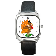 Thanksgiving Turkey - Transparent Square Metal Watch by Valentinaart