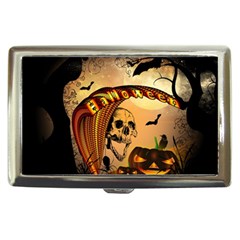 Halloween, Funny Pumpkin With Skull And Spider In The Night Cigarette Money Cases by FantasyWorld7