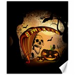 Halloween, Funny Pumpkin With Skull And Spider In The Night Canvas 20  x 24   19.57 x23.15  Canvas - 1