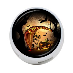 Halloween, Funny Pumpkin With Skull And Spider In The Night 4-port Usb Hub (one Side) by FantasyWorld7