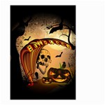 Halloween, Funny Pumpkin With Skull And Spider In The Night Small Garden Flag (Two Sides) Front