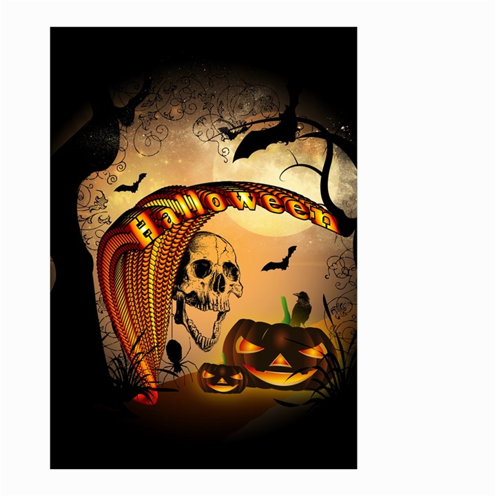 Halloween, Funny Pumpkin With Skull And Spider In The Night Small Garden Flag (Two Sides)