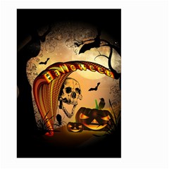 Halloween, Funny Pumpkin With Skull And Spider In The Night Large Garden Flag (two Sides) by FantasyWorld7