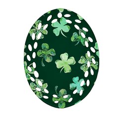 Lucky Shamrocks Oval Filigree Ornament (2-side)  by BubbSnugg