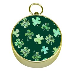 Lucky Shamrocks Gold Compasses by BubbSnugg