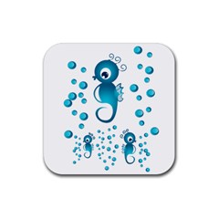 Seahorsesb Rubber Coaster (square)  by vanessagf