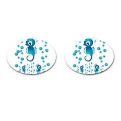 Seahorsesb Cufflinks (oval) by vanessagf