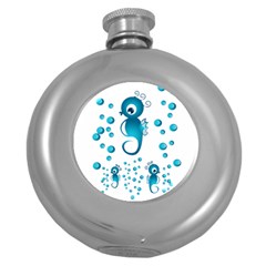 Seahorsesb Round Hip Flask (5 Oz) by vanessagf