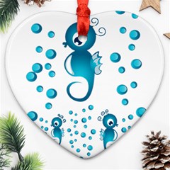 Seahorsesb Heart Ornament (2 Sides) by vanessagf