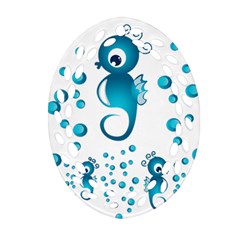 Seahorsesb Oval Filigree Ornament (2-side)  by vanessagf