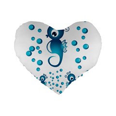 Seahorsesb Standard 16  Premium Heart Shape Cushions by vanessagf