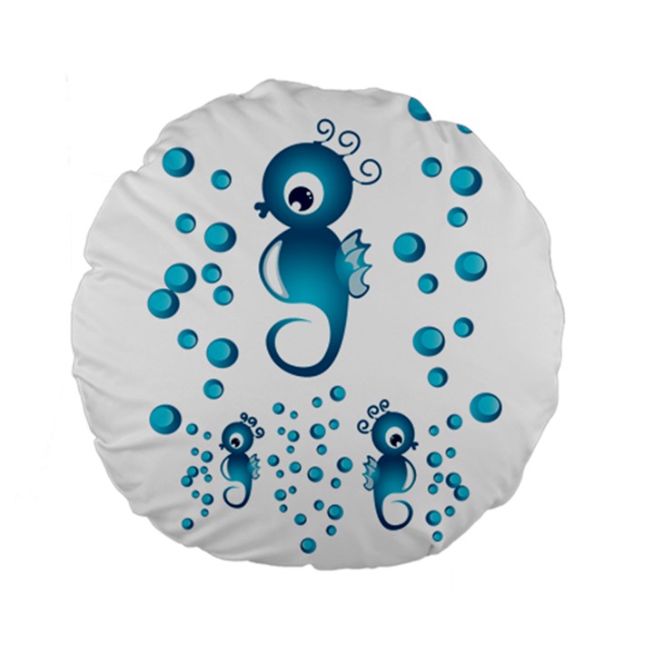 Seahorsesb Standard 15  Premium Flano Round Cushions