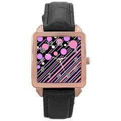 Purple Transformation Rose Gold Leather Watch  by Valentinaart