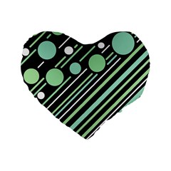 Green Transformaton Standard 16  Premium Heart Shape Cushions by Valentinaart