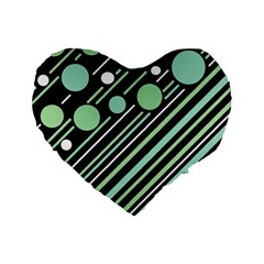 Green Transformaton Standard 16  Premium Flano Heart Shape Cushions by Valentinaart