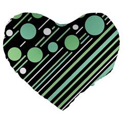 Green Transformaton Large 19  Premium Flano Heart Shape Cushions by Valentinaart