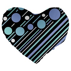 Blue Transformation Large 19  Premium Heart Shape Cushions by Valentinaart