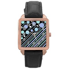 Blue Transformation Rose Gold Leather Watch  by Valentinaart