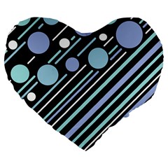 Blue Transformation Large 19  Premium Flano Heart Shape Cushions by Valentinaart