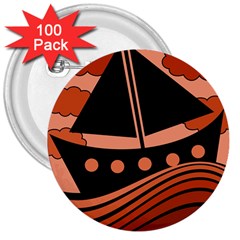 Boat - Red 3  Buttons (100 Pack)  by Valentinaart