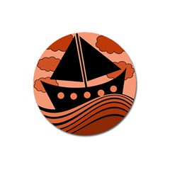 Boat - Red Magnet 3  (round) by Valentinaart