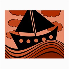 Boat - Red Small Glasses Cloth by Valentinaart