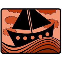 Boat - Red Fleece Blanket (large)  by Valentinaart