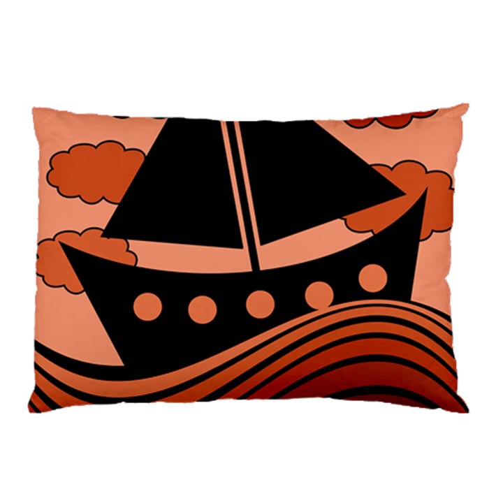 Boat - red Pillow Case (Two Sides)