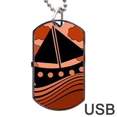 Boat - Red Dog Tag Usb Flash (two Sides)  by Valentinaart