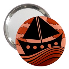 Boat - Red 3  Handbag Mirrors by Valentinaart