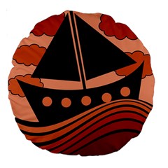 Boat - Red Large 18  Premium Round Cushions by Valentinaart