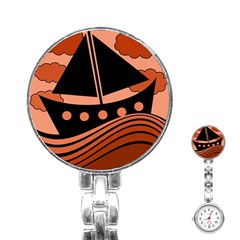 Boat - Red Stainless Steel Nurses Watch by Valentinaart