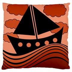 Boat - Red Large Flano Cushion Case (two Sides) by Valentinaart