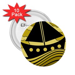 Boat - Yellow 2 25  Buttons (10 Pack)  by Valentinaart