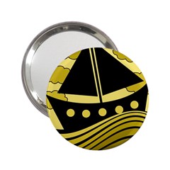 Boat - Yellow 2 25  Handbag Mirrors by Valentinaart