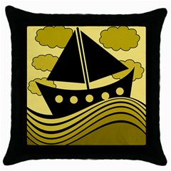 Boat - Yellow Throw Pillow Case (black) by Valentinaart