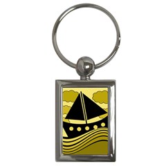 Boat - Yellow Key Chains (rectangle)  by Valentinaart