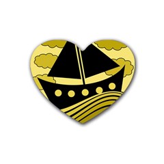 Boat - Yellow Rubber Coaster (heart)  by Valentinaart