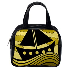 Boat - Yellow Classic Handbags (one Side) by Valentinaart