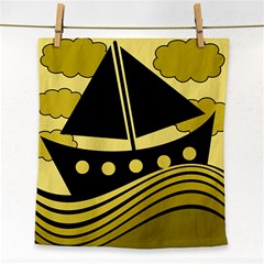 Boat - Yellow Face Towel by Valentinaart