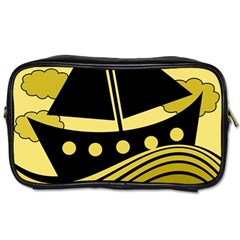 Boat - Yellow Toiletries Bags by Valentinaart