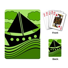 Boat - Green Playing Card by Valentinaart