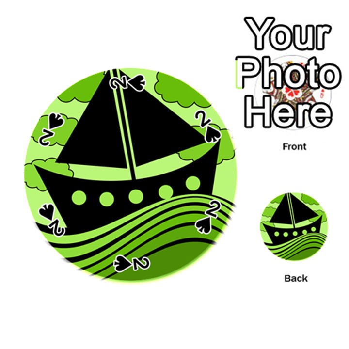 Boat - green Playing Cards 54 (Round) 