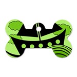 Boat - green Dog Tag Bone (Two Sides) Front