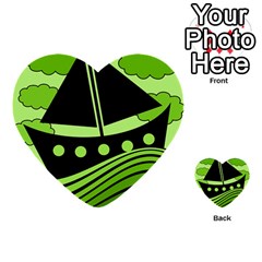 Boat - Green Multi-purpose Cards (heart)  by Valentinaart