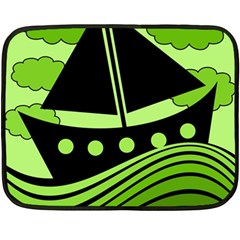 Boat - Green Fleece Blanket (mini) by Valentinaart