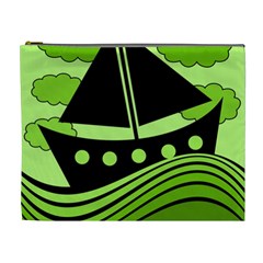 Boat - Green Cosmetic Bag (xl) by Valentinaart